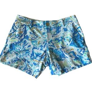 Lilly Pulitzer Callahan Stretch Shorts in the "Salty Seas Metallic"